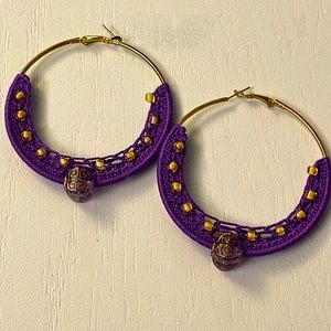 ❤️ Crochet on hoops boho inspired earrings w/beads